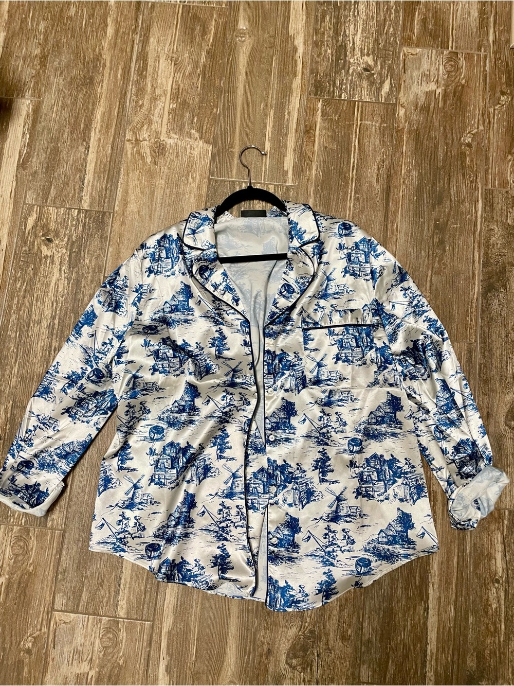 Vici Blue and White Button-Up Shirt